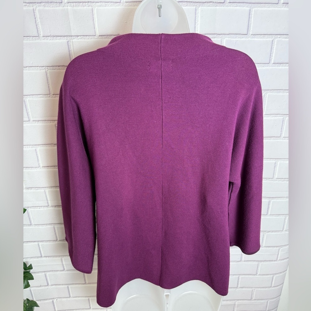 JM Collection Rich Purple Knit Classic Cottagecore Poncho/size L - Picture 13 of 14
